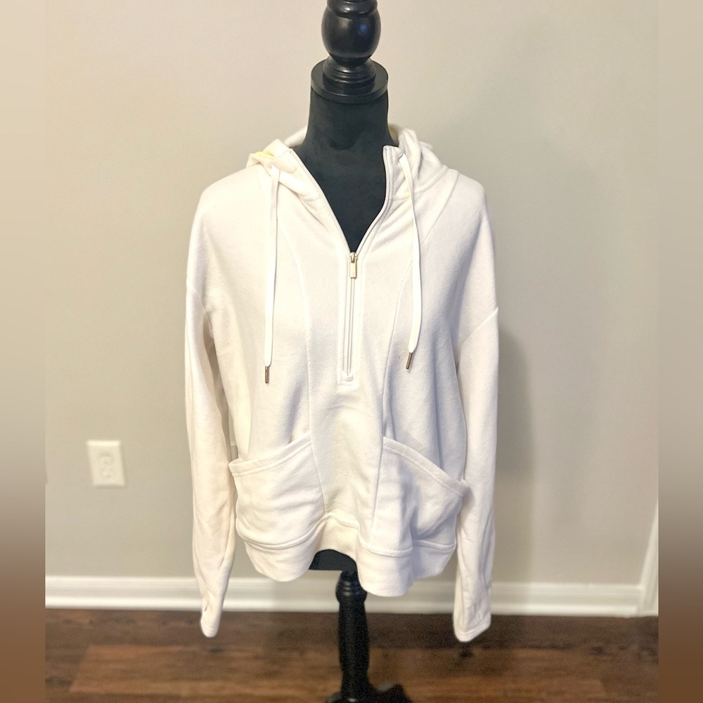 Fleece White Hoodie Jacket